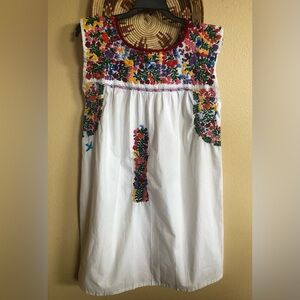 Mi Golondrina Dress Arroyo de Flores dress, Embroidered Oaxacan Shift dress